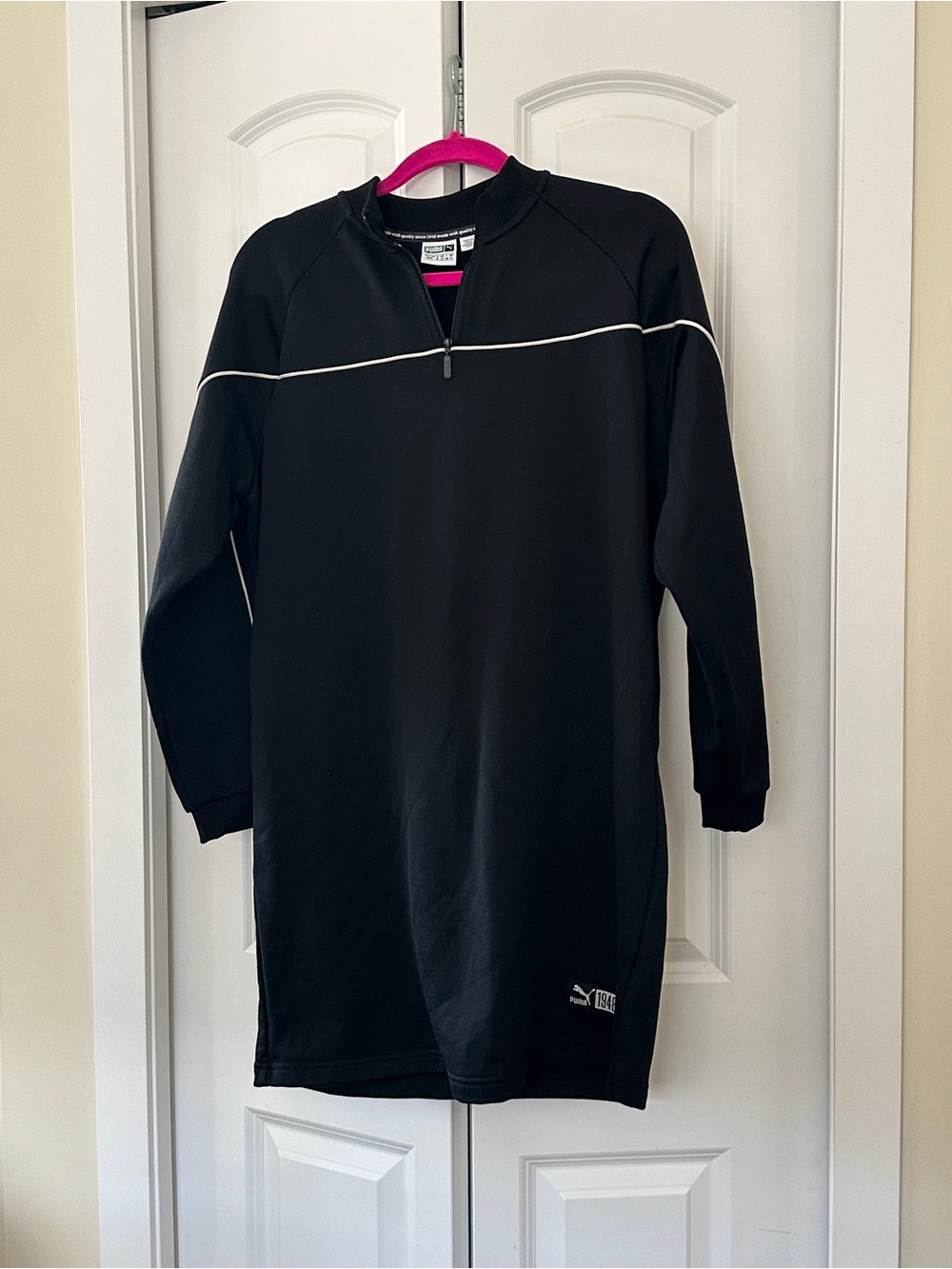 Puma Black Long Sleeve Kids Dress with White Piping